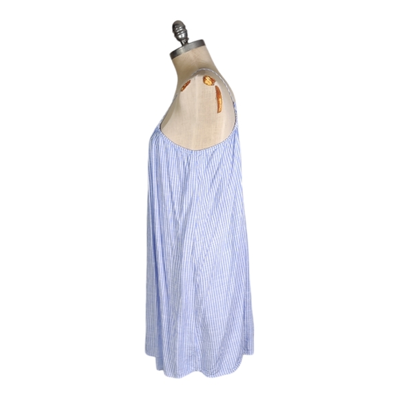 H&M Blue White Strip Sun Dress Small Spring Summer Adjustable Straps - Picture 3 of 6